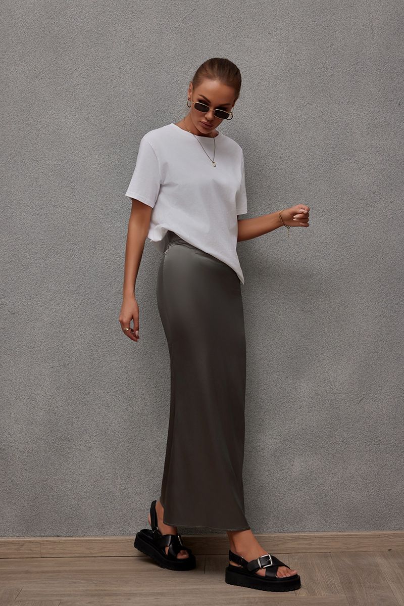 Women's Clothing Women's Spring Summer Imitation Silk Satin Midi Skirt Style Fishtail Bodycon Skirt For Formal & Casual For Women_ecoleips.com