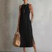 Elegant Halter Neck Lace Trim Sleeveless Dress – Solid Color Summer & Spring Dress For Women (White/Green/Yellow/Black/Blue/Red)_ecoleips.com