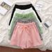 Women's Summer High Waist Ice Silk Sleep Pants Loose Slimming Straight Leg Five Point Casual Trendy Thin Bottoms_ecoleips.com