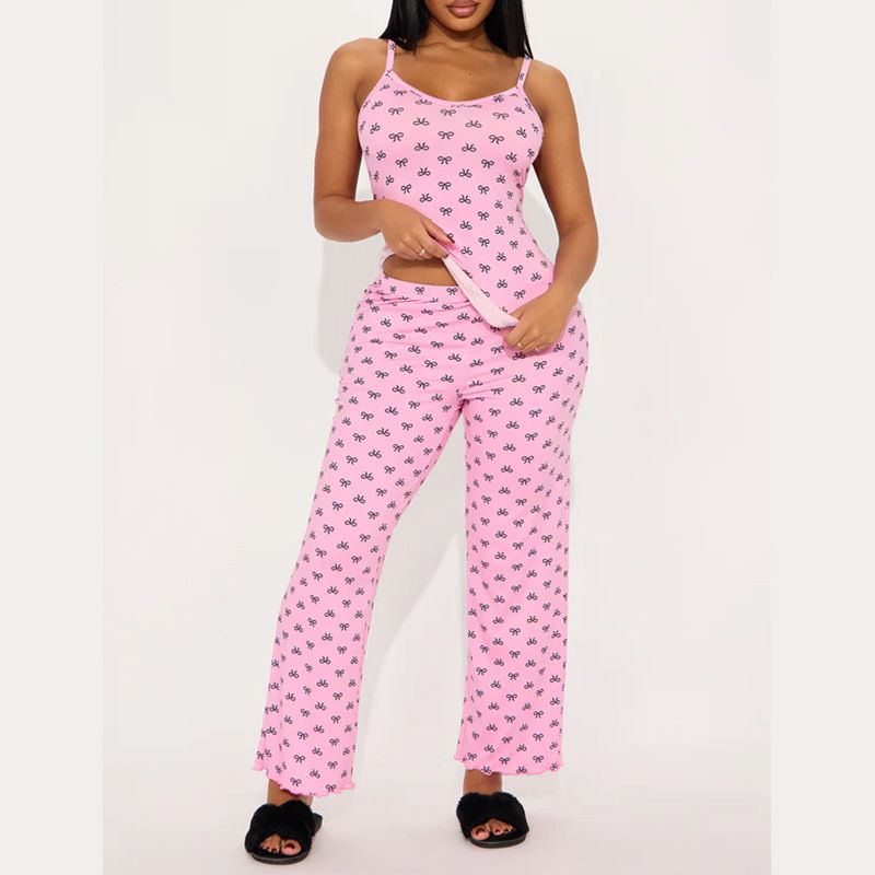 Women's Clothing Comfortable Suspenders Slim Bow Sleeveless Tight Trousers Suit_ecoleips.com