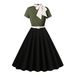 Women's Short Sleeved Dress Elegant Patchwork Bow Knot Slim Fit Style Summer New_ecoleips.com