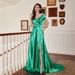 Women's Clothing V Neck Elegant Tail One Line Collar Long Slit Long Banquet Dress Skirt_ecoleips.com