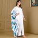 Muslim Dress Women Elegant Muslim Abaya Dress – Floral Print Batwing Sleeve Maxi Dress, Modest & Versatile For Prayer, Travel & Special Occasions_ecoleips.com