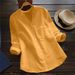 Export Overstock Of Italian And French Designer Brands, Women's Clearance Linen Tops, Long-sleeve Cotton-linen V-neck_ecoleips.com