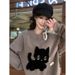 Women's Fall/Winter Loose-Fitting Sloppy-Style Three-Dimensional Cat-Style Mink-Feather Sweater With Hooded Design, Knit_ecoleips.com
