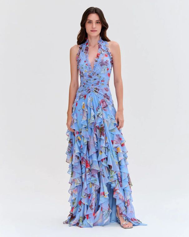 Women S Gentle Style Fashion Printed Pleated Waist Cinched Dress Elegant Ladies Spring Summer Casual Party Dress_ecoleips.com