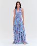 K New Style Gentle And Fashionable Printed Pleated Waist Cinching Dress_ecoleips.com
