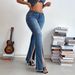 Rippled Distressed Flared Jeans – High-Stretch Bootcut Denim Pants – Women's Vintage Washed Bell Bottoms _ecoleips.com