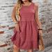 Elegant And Fashionable Women's Vest Dress, With Texture Design, Round Neck And Lotus Leaf Hem, Suitable For Summer_ecoleips.com