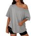 New European And American Cross-border Foreign Trade Women's Clothing, Designer Loose Tops, Y2K Off-shoulder_ecoleips.com