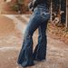 Women's Retro Style mid Rise Stretch Flared Jeans Embroidered Slimming Tight Fit Casual Denim Pants for Spring/Autumn & Summer_ecoleips.com