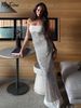 Hugcitar Shine Sequined Strapless Solid Zipper Sexy Elegant Maxi Prom Dress 2025 Summer Women Clothes Evening Party Birthday_ecoleips.com