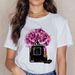European And American Cross-border Foreign Trade Wholesale Clothing, Floral Perfume Bottle Print, Round Neck, Plus Size,_ecoleips.com