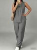Women's Summer Cotton Linen Set Sleeveless Vest And Wide Leg Pants Two Piece Casual Fashion Mid Waist_ecoleips.com