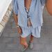 2024 New European And American Women's Clothing Plaid Striped Cuff Casual Fashion Tie Elastic Waist Shorts Set_ecoleips.com