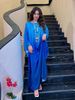 2024 Cross-Border Blue Gradient Print Round Neck Bat Sleeve Middle Eastern Women's Arabic Dress_ecoleips.com