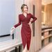 Senior Celebrity Royal Sister Chic Hip Skirt Women's Early Spring Sweet Temperament Cross Collar Unique Split Dress_ecoleips.com