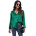 Satin Shirt For Women Long Sleeve Blouse Elegant Office Wear Soft Draping Fabric Stylish Button Down Top_ecoleips.com