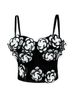 Women's Clothing Hand Beaded Flowers Embellished High End Sexy Camisole Denim Fishbone Corset_ecoleips.com