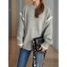 Autumn And Winter Stitching Casual Women's Sweater Idle Style Round Neck Loose All-Matching Thickened Warm Pullover Top_ecoleips.com