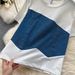 Women's Clothing Retro Design, Versatile Contrast Color Short Sleeved T Shirt Top, High Waist Casual Jeans_ecoleips.com