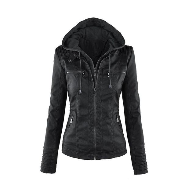 Casual Versatile European And American Long Sleeve PU Leather Short Coat Women's Motorcycle Jacket_ecoleips.com