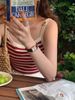 2024 Autumn New Loose Fit Color-Block Striped Knit Camisole Off-Shoulder Top_ecoleips.com