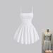 cross-border European And American Summer New Fashion Sexy Dress, Solid Color Pleated Back Zipper Strap Dress_ecoleips.com