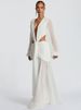 Mozision Deep V Neck Long Sleeve Sexy Maxi Dress Women Gown Fashion Hollow Out Backless Ruched Club Party Long Dress Elegant_ecoleips.com