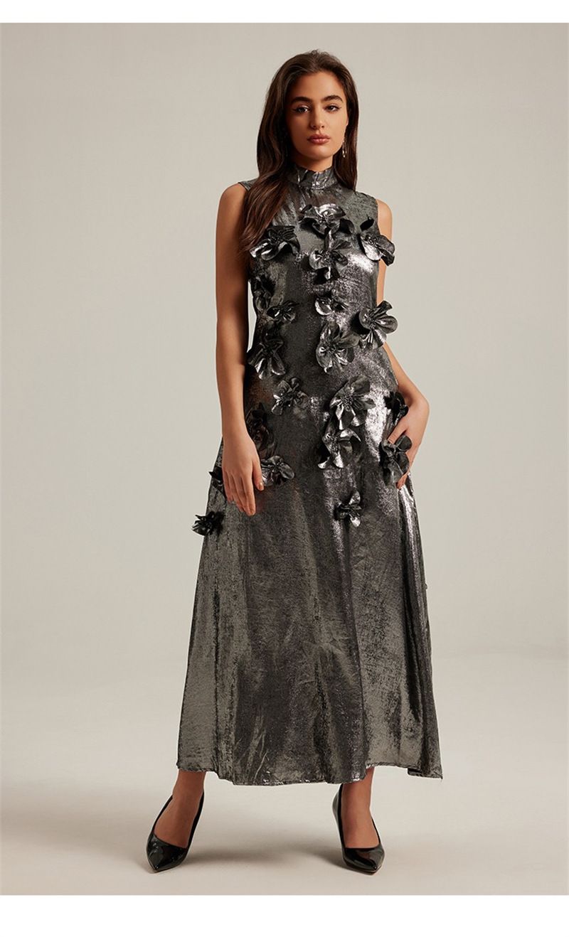 25 Spring/Summer European And American Fashion Design Three-dimensional Floral Middle Eastern Dubai Arab Lady Sleeveless_ecoleips.com