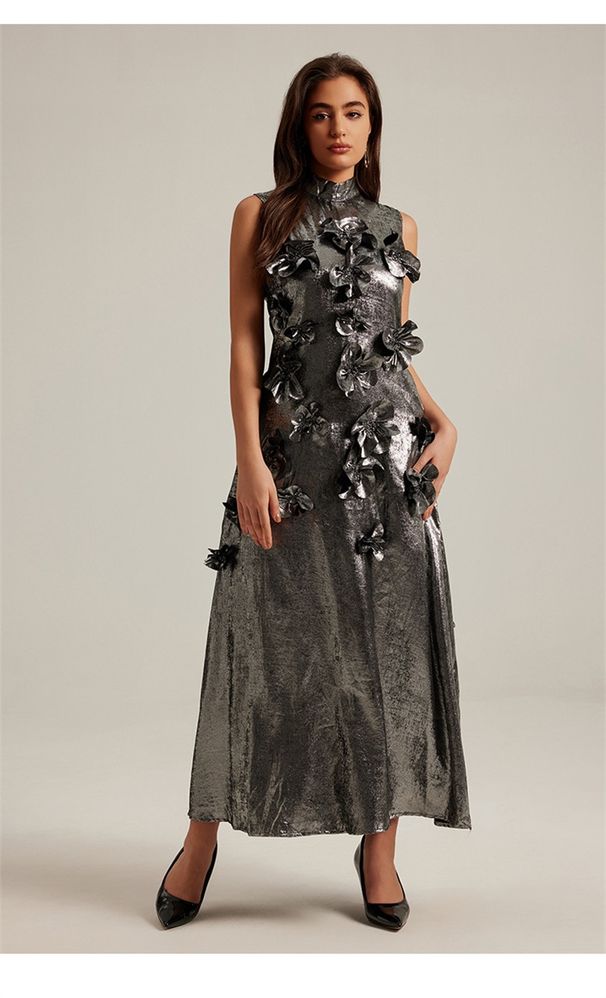 25 Spring/Summer European And American Fashion Design Three-dimensional Floral Middle Eastern Dubai Arab Lady Sleeveless_ecoleips.com