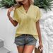 Aria Basics Aria Basics 2025 European And American Cross-Border Summer New Casual Women's Jacquard V-Neck Loose Short Sleeve Shirt_ecoleips.com