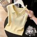 Preppy Style Women's Sleeveless Knit T-Shirt Slimming Elegant Shoulder Collared Top Summer New Arrival_ecoleips.com