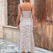 WG215 European And American Cross-Border Spring Summer Hot New Small Floral Strap Waist Tie Split Dress_ecoleips.com
