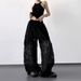 Summer Women's Black & White Lace Panel Wide-Leg Pants – High-Waisted Straight Cut, Breathable Office To Evening Wear (S-XL)_ecoleips.com