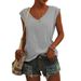 Breathable Summer Sleeveless V-Neck Top - Loose Fit Casual T-Shirt For Women (S/M/L/XL/XXL, Black/White/Gray)_ecoleips.com