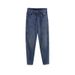 Women's Clothing Elastic Large Size Jeans Women Autumn And Winter Plus Velvet Style Loose Slimming High Waist Straight Nine Points Carrot Pants_ecoleips.com
