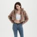 Trendy Hooded Faux Fur Jacket – Women’s Cropped Coat With Leather Trim (S-XXXL, Black & Khaki)_ecoleips.com