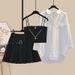 Women's Clothing Summer New Fat Mm High End Temperament Versatile Shirt Suspenders Pleated Skirt Three Piece Set_ecoleips.com