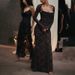 Women's Long Sleeve Crochet Lace Suspender Dress Sexy Temperament Vest_ecoleips.com