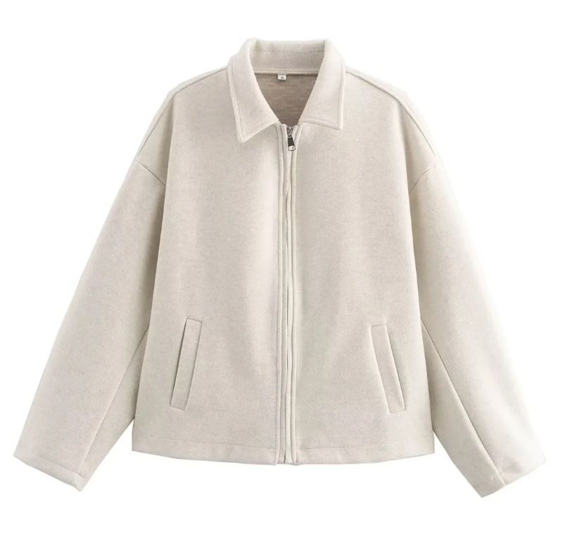 Women’s Casual Zip-Up Jacket – Lightweight Polyester Blend With Stand Collar (S-L, Earth Tones, EU/US Versatile Layering Essential)_ecoleips.com
