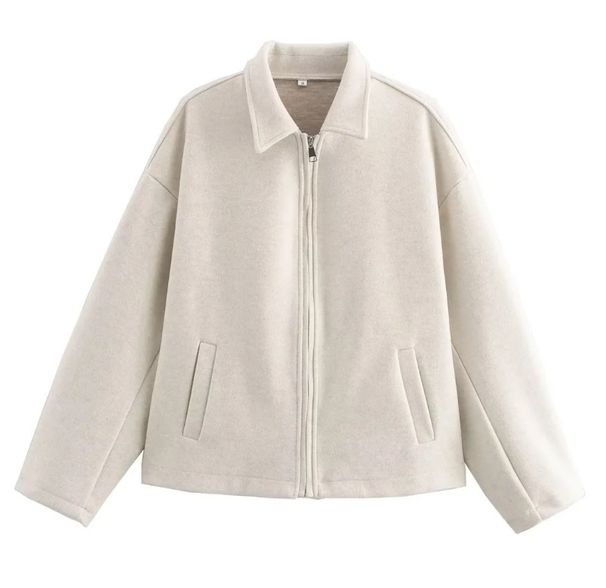 Women’s Casual Zip-Up Jacket – Lightweight Polyester Blend With Stand Collar (S-L, Earth Tones, EU/US Versatile Layering Essential)_ecoleips.com