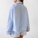 Pure Cotton Striped Color-Block Long Sleeve Shorts Loose Pajama Set European And American Autumn New Cross-Border_ecoleips.com