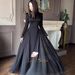 Cross-border Design Spring Long-sleeve Round-neck Black Dress, European And American Women's Elegant Long Dress_ecoleips.com