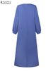 ZANZEA Denim Blue Muslim Hijab Abaya Robes Autumn 2024 Long Sleeve Loose Casual Islamic Maxi Dress Solid Women Kaftan Dresses_ecoleips.com