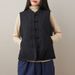 girl Style Retro Button Linen Thickened Cotton Vest Padded For Women Autumn Winter Outerwear Chinese Short Waistcoat_ecoleips.com