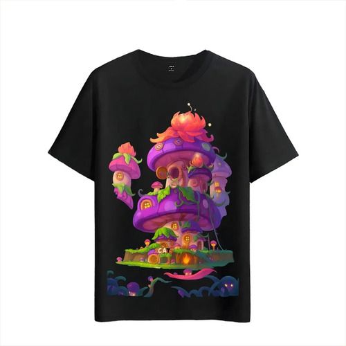 Women's T-Shirts T-shirt Muscle Freaks Mushroom House Fantasy Style_ecoleips.com