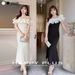 Women's Clothing Plus Size Off-Shoulder Dress Seine Dance Style Waist Fitted Fishtail Two-Way Long Summer French Dress_ecoleips.com