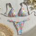 Women's Clothing new floral lace up bikini swimsuit women's three point bikini beach hot spring swimsuit_ecoleips.com