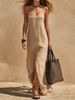 Women's Loose Fit Sleeveless Halter Maxi Dress – Casual Minimalist Resort Gown For Spring Summer 2026_ecoleips.com